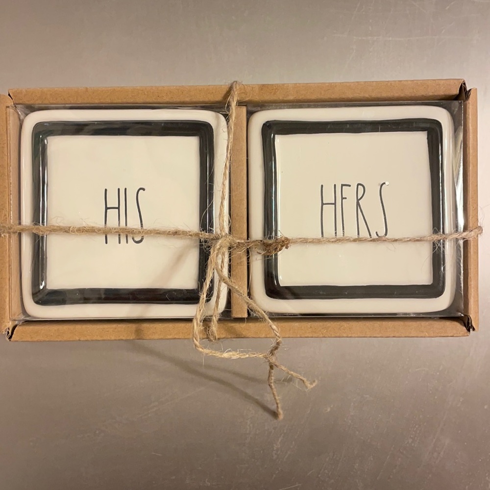 Rae Dunn Artisan His Hers Jewelry Box Set